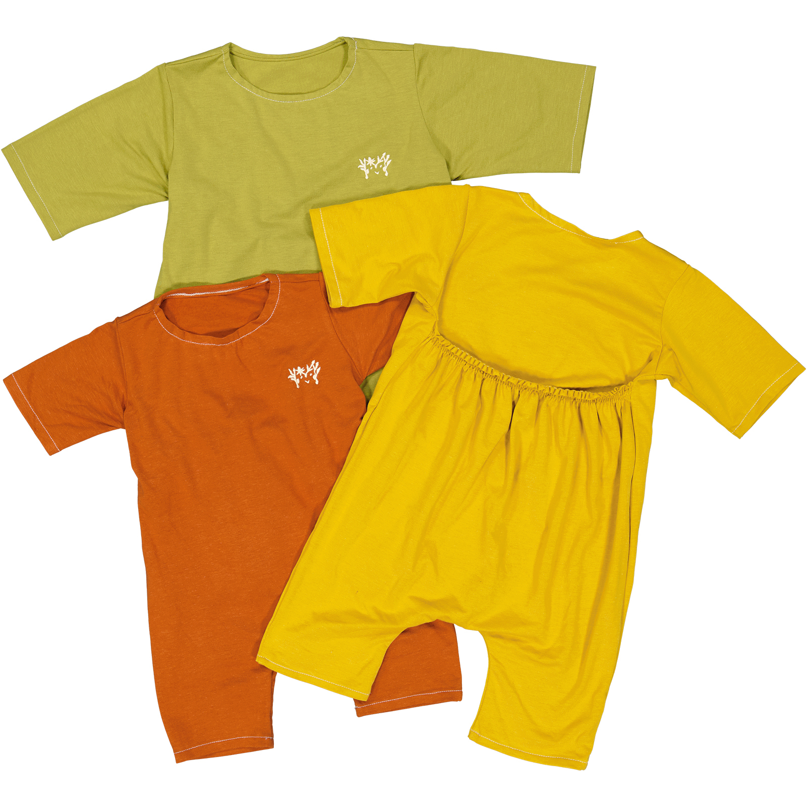 pyjama salopette combinaison vêtement enfant terracotta moutarde et vert kaki